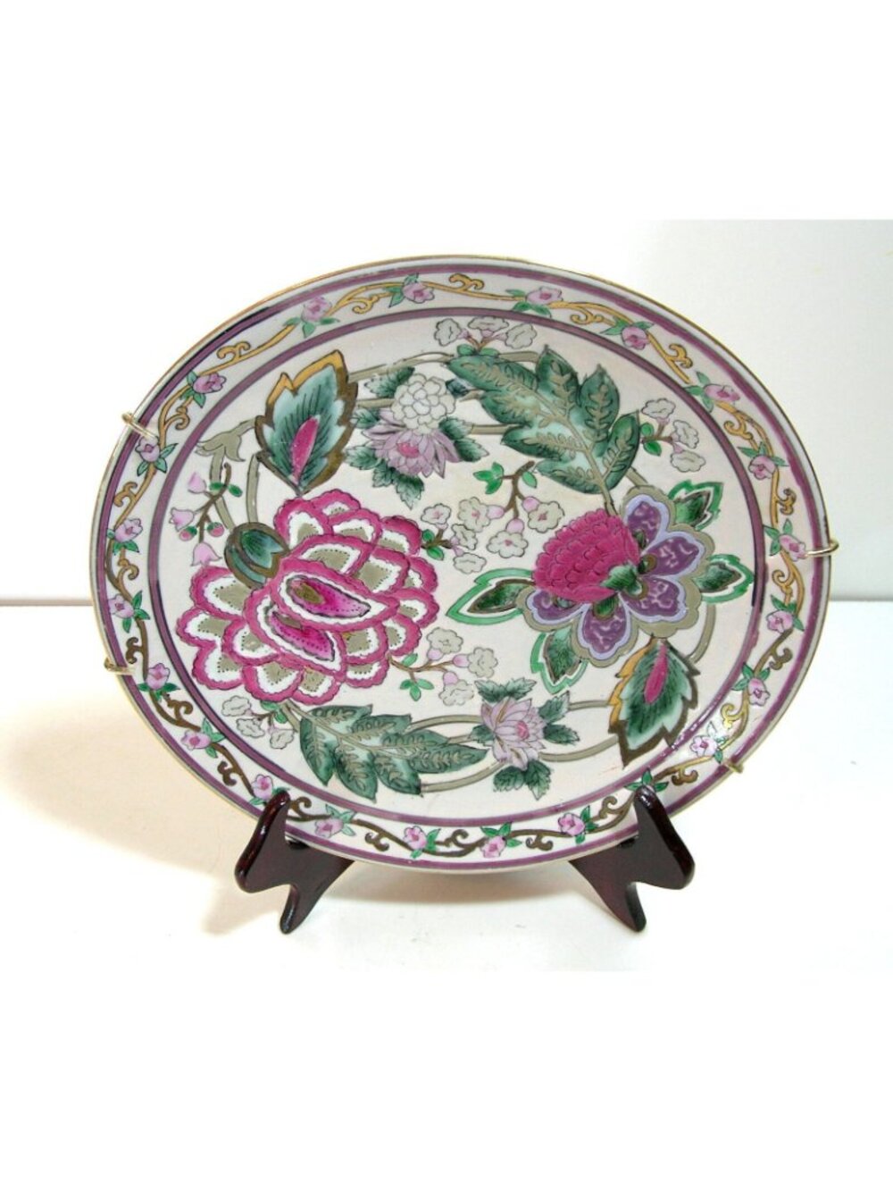 Oriental Floral Plates, Collection of Two, Traditional Decor - Picture 9 of 9
